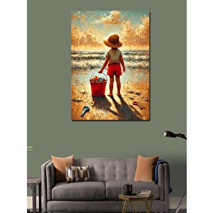 Kanvas Tablo Sahil Ve Çocuk Çizimi 50x70 cm