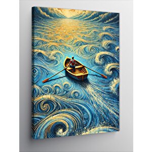 Kanvas Tablo Denizde Küçük Kayık 100x140 cm