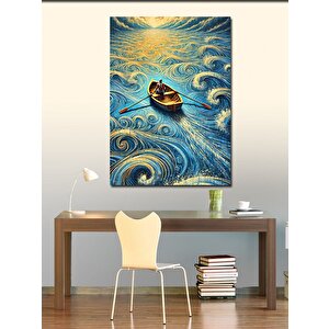 Kanvas Tablo Denizde Küçük Kayık 100x140 cm