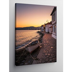 Kanvas Tablo Sahil Ve Gün Batımı Teknesi 50x70 cm