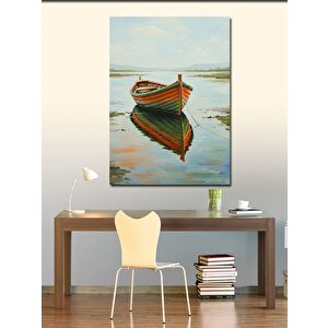 Kanvas Tablo Gölde Yüzen Kayık 100x140 cm