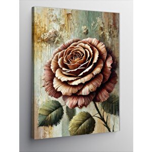 Kanvas Tablo Detaylı Pembe Gül Çizimi 100x140 cm