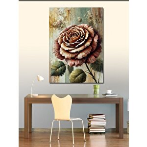 Kanvas Tablo Detaylı Pembe Gül Çizimi 100x140 cm