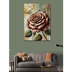 Kanvas Tablo Detaylı Pembe Gül Çizimi 100x140 cm