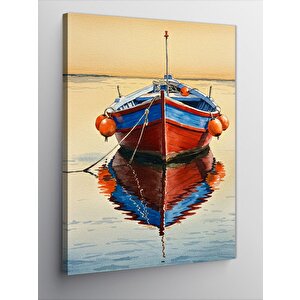 Kanvas Tablo Kırmızı Kayık Ve Yansıma 100x140 cm