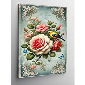 Kanvas Tablo Güllü Vintage Çizim 50x70 cm