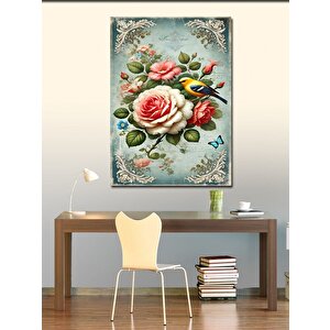 Kanvas Tablo Güllü Vintage Çizim 50x70 cm