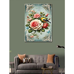 Kanvas Tablo Güllü Vintage Çizim 50x70 cm