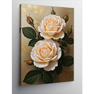Kanvas Tablo Beyaz Gül Çizimi 100x140 cm