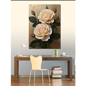Kanvas Tablo Beyaz Gül Çizimi 100x140 cm