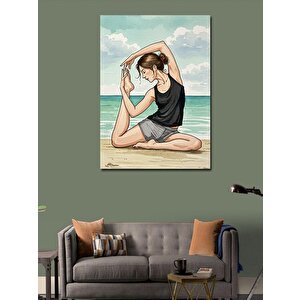 Kanvas Tablo Sahilde Yoga Yapan Kadın 70x100 cm