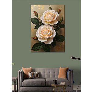 Kanvas Tablo Beyaz Gül Çizimi 70x100 cm