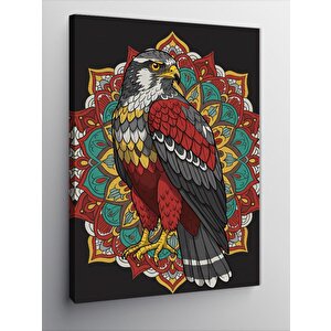Kanvas Tablo Mandala Desenli Renkli Şahin 50x70 cm