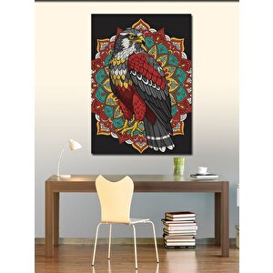 Kanvas Tablo Mandala Desenli Renkli Şahin 50x70 cm
