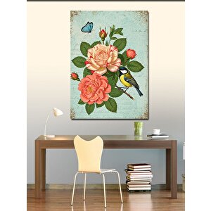 Kanvas Tablo Gül Ve Minik Kuş 100x140 cm