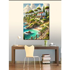 Kanvas Tablo Sahil Evi Ve Doğa Manzarası 70x100 cm