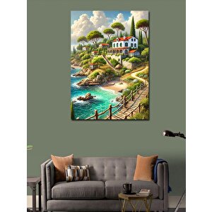 Kanvas Tablo Sahil Evi Ve Doğa Manzarası 50x70 cm