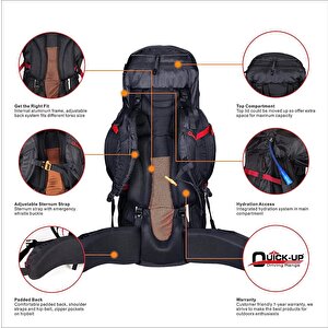 Quickup Hiking Sırt Çantası 65 Litre-Si̇yah