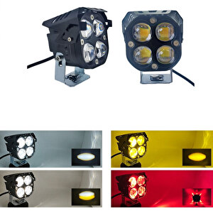 Offroad Sis Lambası 7.8 X 7.8 X 7.1cm Kırmızı Gündüz Ledli Çakarsız 12-60v Set/  Lass366-1