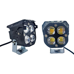 Offroad Sis Lambası 7.8 X 7.8 X 7.1cm Kırmızı Gündüz Ledli Çakarsız 12-60v Set/  Lass366-1