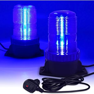 7 Fonksiyonlu Tepe Lambası Çakarlı Mıknatıslı Dikey Model 12-30v Mavi / Laik537-3