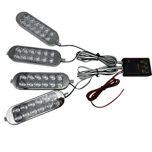 Kırmızı-mavi 12-50v  Çakar Lamba 4'lü Set Kumandalı/ Lapa213
