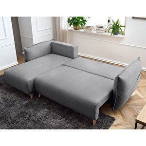 Eymense Puffy Sandıklı Köşe Koltuk Gri Sol Köşe