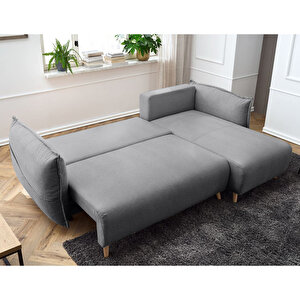 Eymense Puffy Sandıklı Köşe Koltuk Gri Sağ Köşe