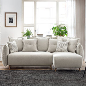 Puffy Sandıklı Köşe Koltuk Krem Sağ Köşe