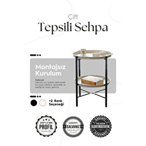 Katlanır Çift Tepsili Sehpa