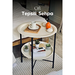 Katlanır Çift Tepsili Sehpa