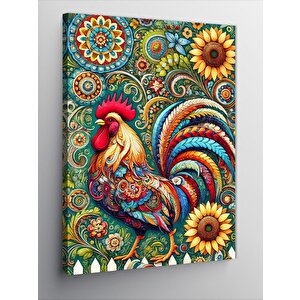 Kanvas Tablo Renkli Horoz Deseni 50x70 cm