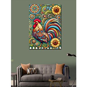 Kanvas Tablo Renkli Horoz Deseni 50x70 cm