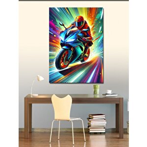 Kanvas Tablo Hızlı Motor Ve Neon Hareket 50x70 cm