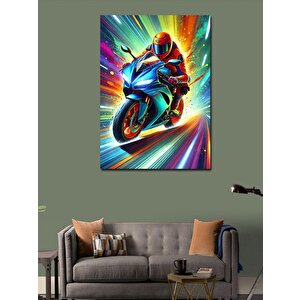 Kanvas Tablo Hızlı Motor Ve Neon Hareket 50x70 cm