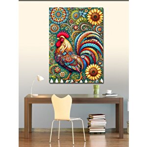 Kanvas Tablo Renkli Horoz Deseni 100x140 cm