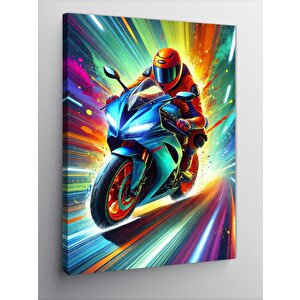 Kanvas Tablo Hızlı Motor Ve Neon Hareket 70x100 cm