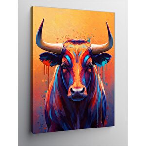 Kanvas Tablo Renkli Boğa Portresi 70x100 cm