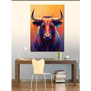 Kanvas Tablo Renkli Boğa Portresi 70x100 cm