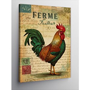 Kanvas Tablo Vintage Horoz Posteri 100x140 cm