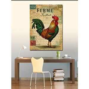 Kanvas Tablo Vintage Horoz Posteri 100x140 cm