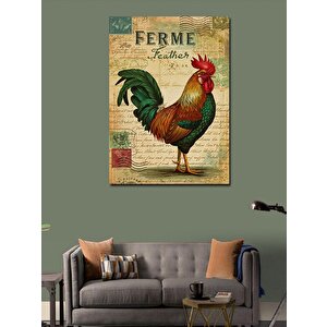 Kanvas Tablo Vintage Horoz Posteri 100x140 cm