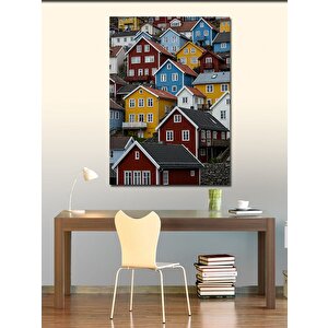 Kanvas Tablo Renkli Evler 70x100 cm
