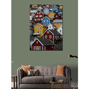 Kanvas Tablo Renkli Evler 70x100 cm