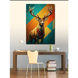 Kanvas Tablo Renkli Geyik Portresi 70x100 cm