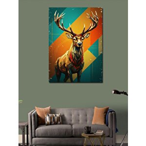 Kanvas Tablo Renkli Geyik Portresi 70x100 cm
