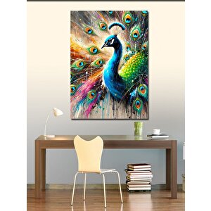 Kanvas Tablo Renkli Tavuskuşu Çizimi 100x140 cm