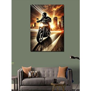 Kanvas Tablo Gece Yarısı Motorcu 100x140 cm