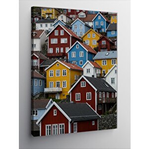 Kanvas Tablo Renkli Evler 50x70 cm