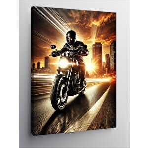 Kanvas Tablo Gece Yarısı Motorcu 50x70 cm